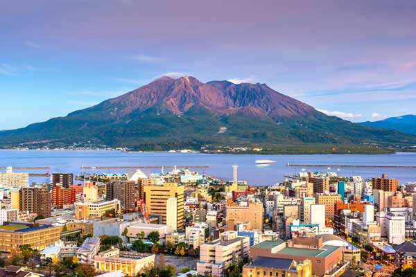 Kagoshima skyline with Sakurajima Volcano