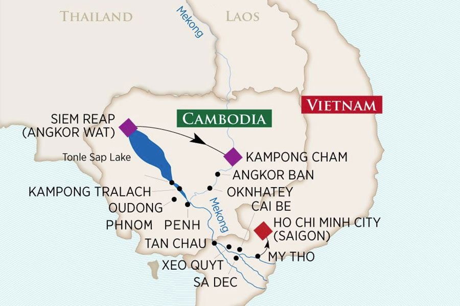 Cambodia and Vietnam Cruise Map